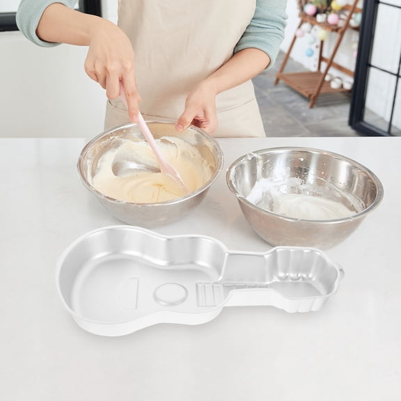 HONMEET Birthday Party Cake Pan Guitar Shaped Aluminum Nonstick Surface Bakeware Tool for Music Lovers 1Pack
