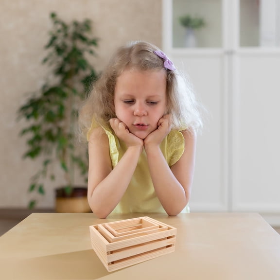 HONMEET 3-Piece Rustic Farmhouse Storage Set, Beige Wooden Display Cases for Home Decor and Unfinished Treasure Box Organization