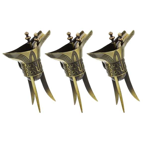 HONMEET 3pcs Sake Cups Golden Alloy For Drinking Vintage Decoration For Adults