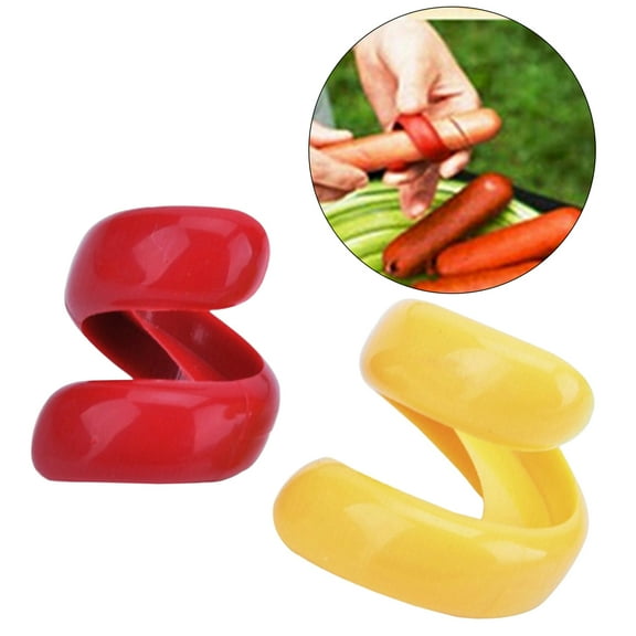 HONMEET 4 Pcs Kitchen Auxiliary Tools Hot Dog Cutter Plastic Yellow Food Chopper