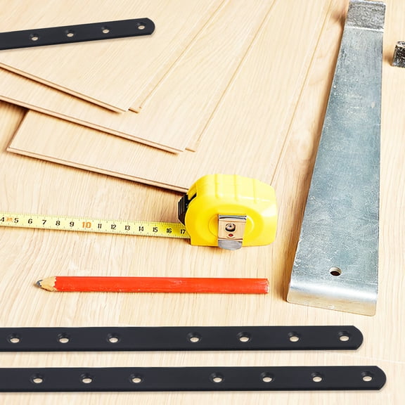 HONMEET 4Pcs Black Flat Brace Plates Thick Metal Brackets for Wood Installation