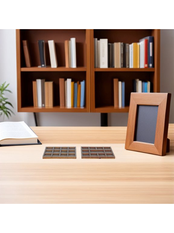 4-Piece Coffee Brown Wooden Display Stands, Small Jewelry Organizer Risers for Collectibles, Figurines, Shelf Decor
