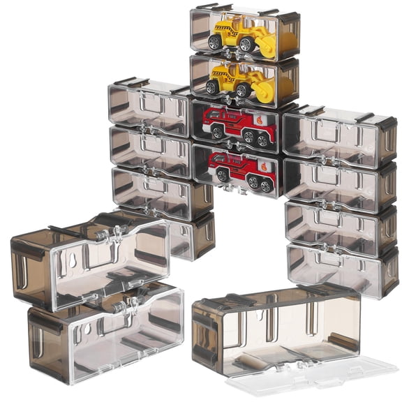 HONMEET 40 Pcs Figurine Display Case - Transparent Plastic Organizer for Indoor Display and Protection