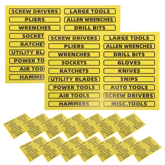 HONMEET 40Pcs Yellow Tool Box Identification Stickers for Socket Wrench and Hardware Organization