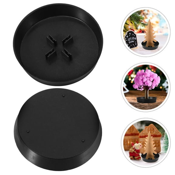 HONMEET Stable Mini Tree Stand with Round Base, Black Plastic, 48 Pieces for Crafting and Projects