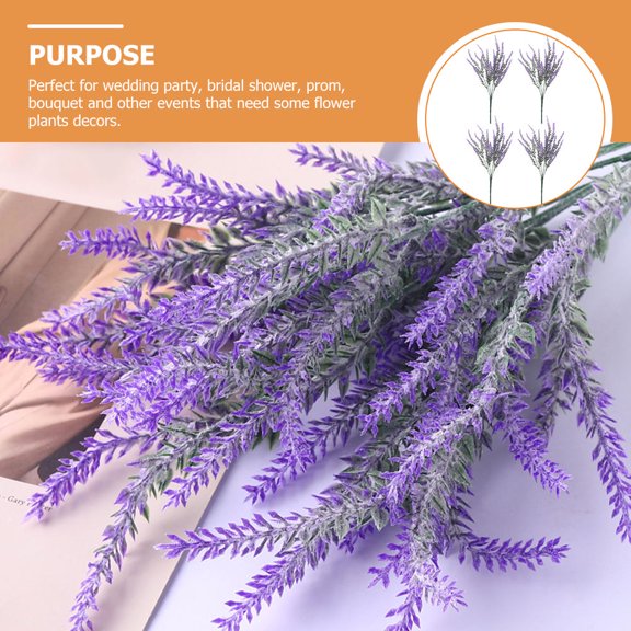 HONMEET 4-Pack UV Resistant Artificial Lavender Stems, No Water Required, Ideal for Wedding, Party, Home and Outdoor Decor