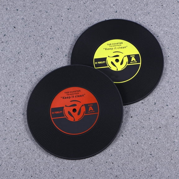 HONMEET 4Pcs Assorted Color Vinyl Record Cup Mat Retro Coasters for Kitchen Surface Protection