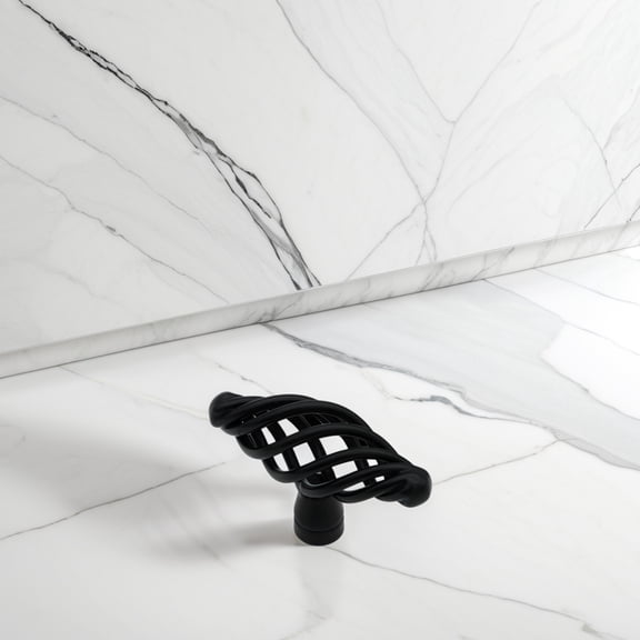 HONMEET 4Pcs Black Alloy Door Knobs Unique Bird Cage Shape for Glass Doors and Drawer Pulls