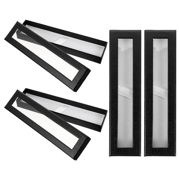 HONMEET 4-Pack Pen Display Boxes with Clear Window, Single Pen Holder for Office and Home Use