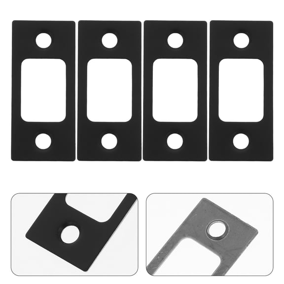 HONMEET 4Pcs Black Stainless Steel Security Strike Plate for Door with Reinforced Durable Latch Guide