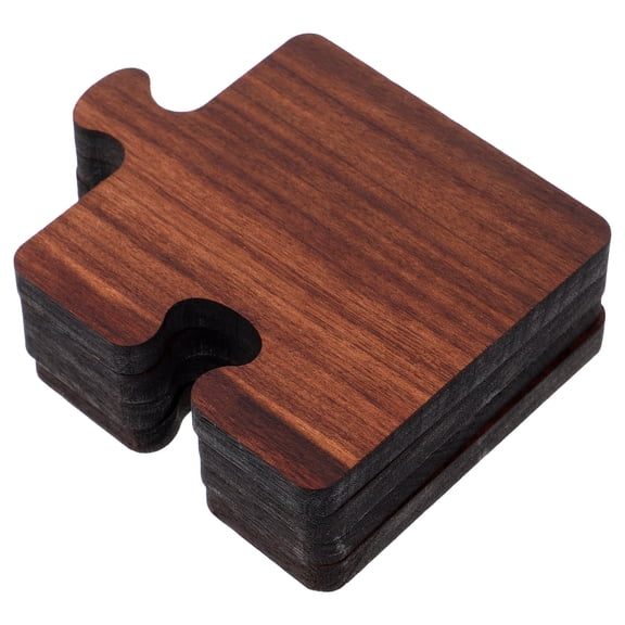 HONMEET 4Pcs Dark Brown Wooden Tea Coasters Heat Resistant Insulated Cup Pads for Home