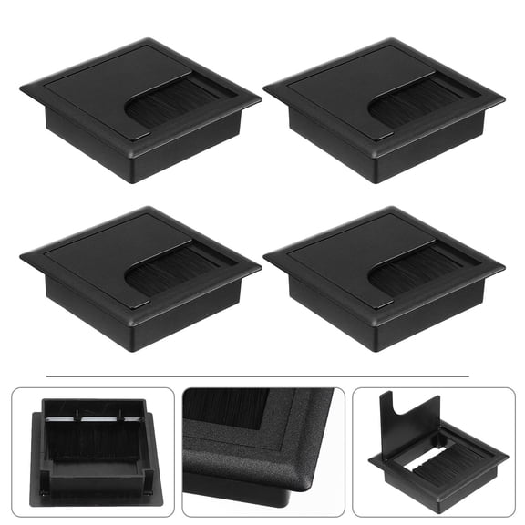 HONMEET 4-Pack Black Cable Management Boxes with Smooth Edges for Desk Organization and Tidy Workspace