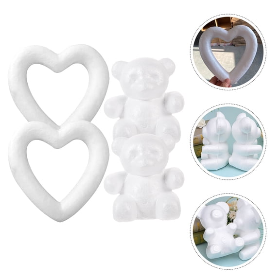 HONMEET Cute Design Bear and Heart Foam Crafts for Daily Life Use 4pcs