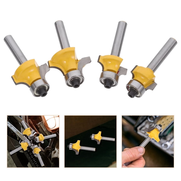 HONMEET Woodworking Round Over Bit, Durable Steel, Assorted Colors, for Wood Edging, 4Pcs