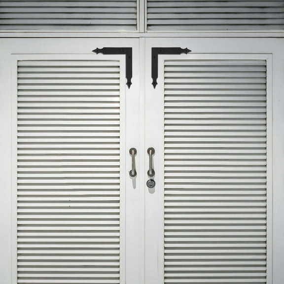 HONMEET Window Shutter Corner Bracket L-Shaped Angle Holder Black Carbon Steel 4 Pieces Hardware