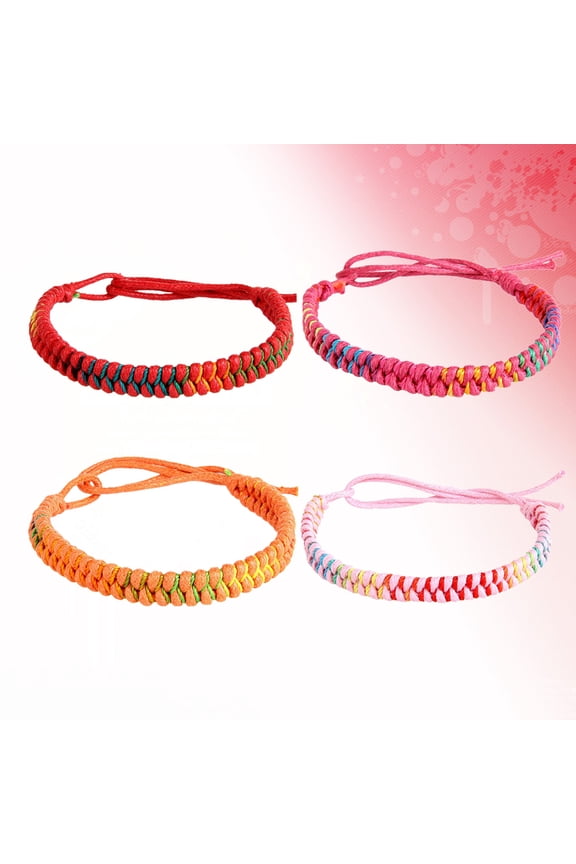 4Pcs Handmade Friendship Bracelets for Women, Assorted Colors, Adjustable String Bracelets Set