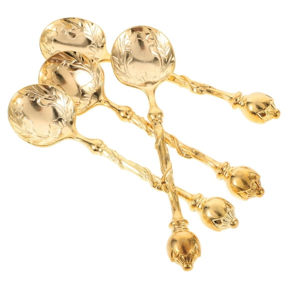 HONMEET 4-Piece Golden Stainless Steel Spoons Set for Adults, Flatware Cutlery for Kitchen and Dining