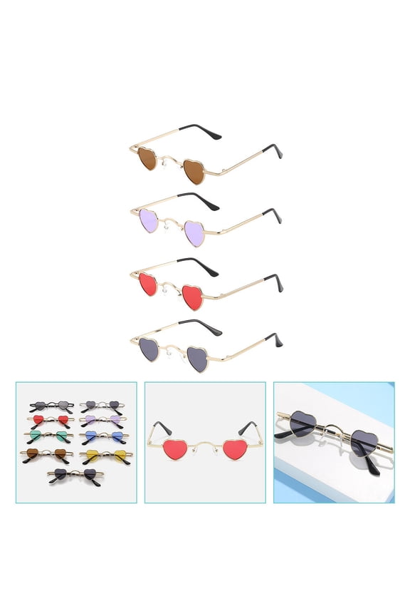 4Pcs Heart Eyewear with Metal Frame Ideal for Summer Travel Beach and Shopping