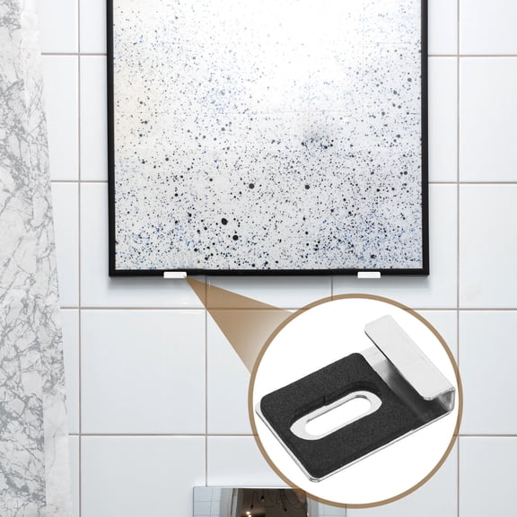 HONMEET 4Pcs Heavy Mirror Clips Stainless Steel 304 Silver Mounting Clips for Users