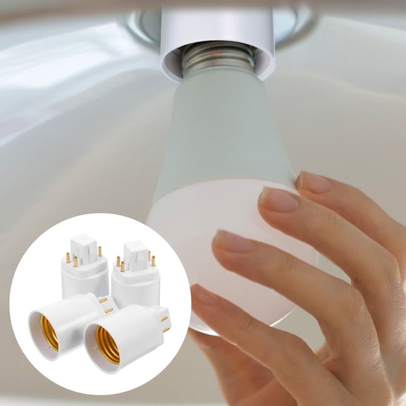 HONMEET 4Pcs Lamp Holder Adapter White Easy Conversion for Home Use with Safe Overheat Protection