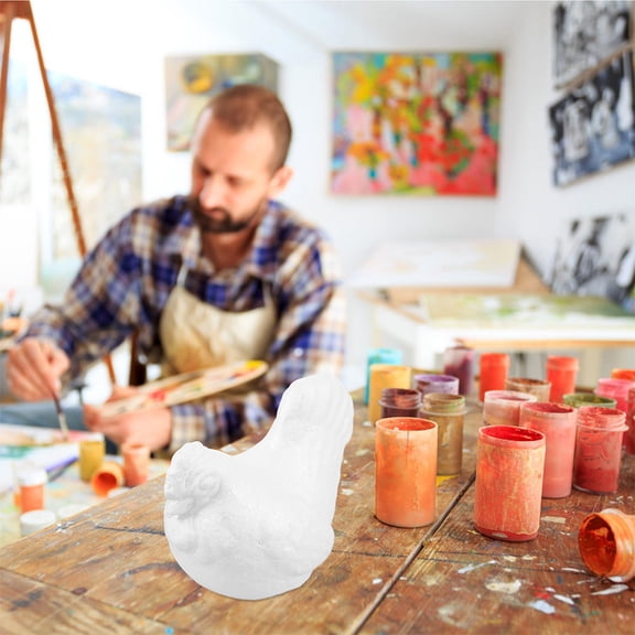 HONMEET Set of 4 Lightweight White Foam Hen Figurines Polystyrene Craft Decorations for Home and Projects