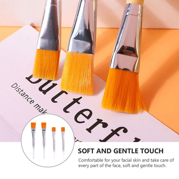 HONMEET 4Pcs Face Mask Brush Plated Silver Transparent Handle for Facial Mask Application and Skincare