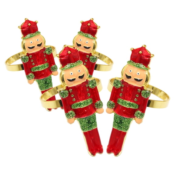 HONMEET Set of 4 Christmas Napkins with Nutcracker Design Holiday Table Decor Buckles for Festive Dining