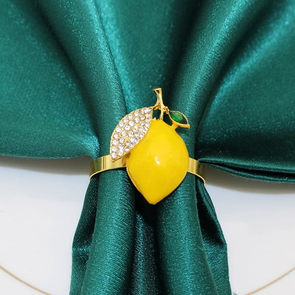 HONMEET Orange Lemon Napkin Rings Rhinestone Alloy Resin Tropical Wedding Decor