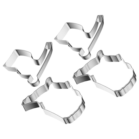 HONMEET 4Pcs Usa Map and Flag Fondant Mold Stainless Steel for Cake Decorating and Biscuit Cutting
