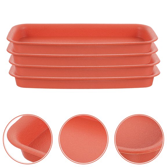 HONMEET 4Pcs Planter Trays Rectangular Dark Red for Indoor and Outdoor Use