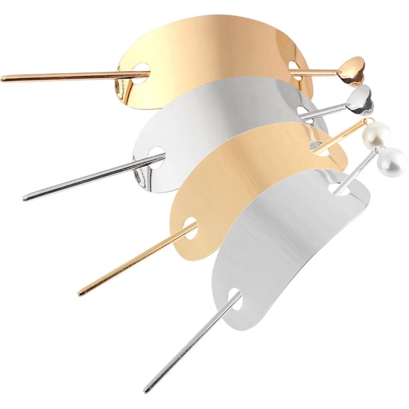 HONMEET 4Pcs Plated Gold Metal Hair Bun Cuffs with Pins Elegant Vintage Hair Clips for Stylish Updo Accessories