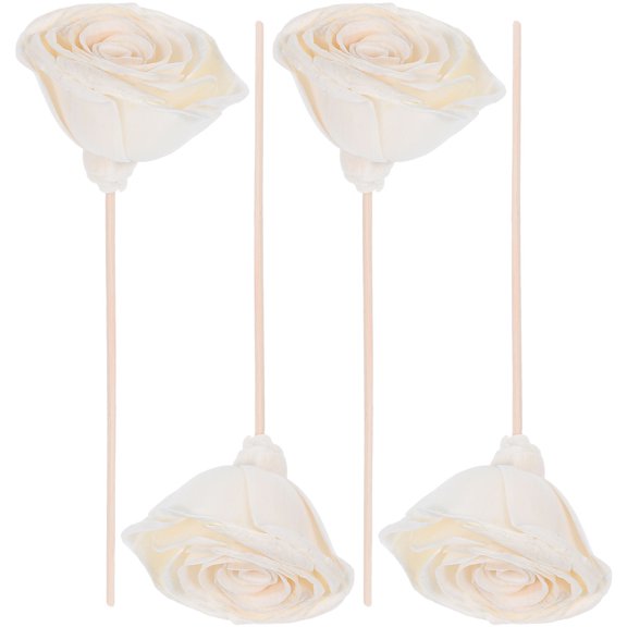 HONMEET 4Pcs Rattan Flower Aromatherapy Diffuser Essential Oil Diffusion for Home Beige