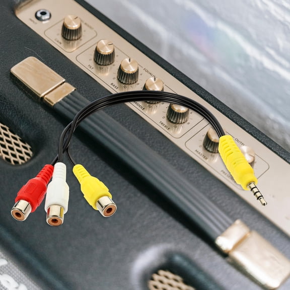 HONMEET 4Pcs Red Av Audio Patch Cord with 3.5mm Connector for Dvd Recorder and Stereo Devices