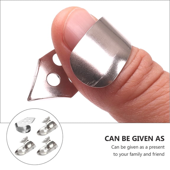 HONMEET 4Pcs Silver Adjustable Thumb Pick Set for Guitar Banjo with Hollowed Design for Comfortable Control