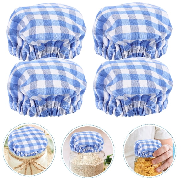HONMEET 4-Pack Linen Sourdough Jar Covers Breathable Dough Proofing Lid Caps, Spill-Resistant Baking Accessories 4.3x4.3x0.1in