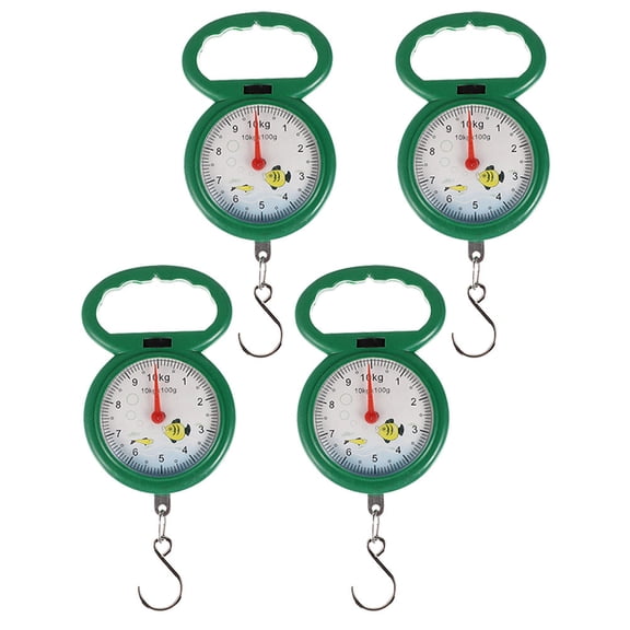 HONMEET 4Pcs Spring Hanging Scale Green Plastic Hook Portable Tool for Weighing Vegetables