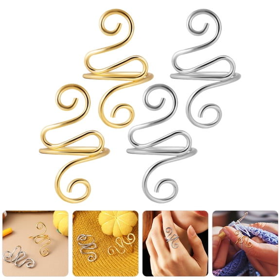 HONMEET 4-Pack Metal Adjustable Crochet Yarn Finger Tension Tools for Knitting, Sewing, and Crafting Accessories