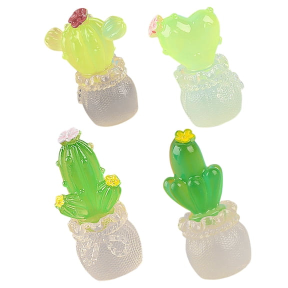 HONMEET 4-Pack Mini Cactus Figurines Resin Decorative Assorted Colors for Dining Room Tabletop or Desktop Display