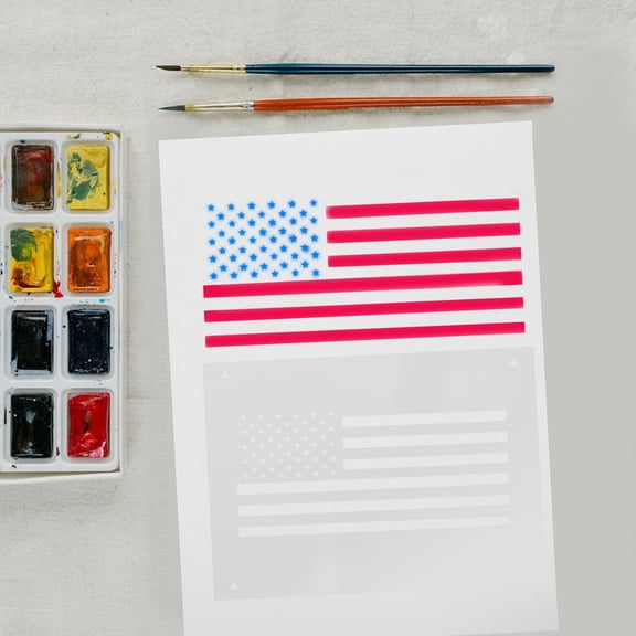 HONMEET 4Pcs Wall Stencil Large Pattern American Element Spray Paint Template Durable Flexible for Wall Decoration