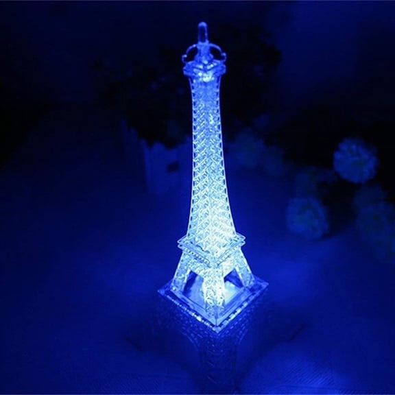 HONMEET 4Pcs White Acrylic LED Night Light Eiffel Tower Shape Desk Lamp for Festive Atmosphere