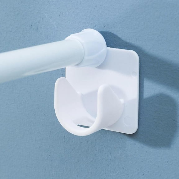 HONMEET 4-Pack Self-Adhesive White Curtain Rod Brackets, No-Drill Mount Retainers for Shower, Towel Bars and Window Curtains
