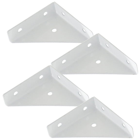 HONMEET 4-Pack White Iron Angle Brackets, -Resistant L Shelf Support Corner Braces for Cabinet Wall Mounting Hardware