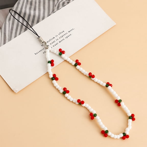 HONMEET 4Pcs White Beaded Phone Hanging Chain Stylish Wrist Strap for Phone Case