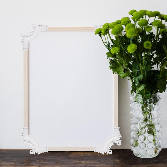 HONMEET 4Pcs White PVC Ceiling Molding Corner Panels Vintage Style Indoor Decorative Home Accent