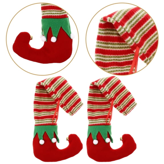 HONMEET 4Pcs Xmas Chair Leg Protectors Fabric Santa Table Leg Covers Holiday Chair Caps