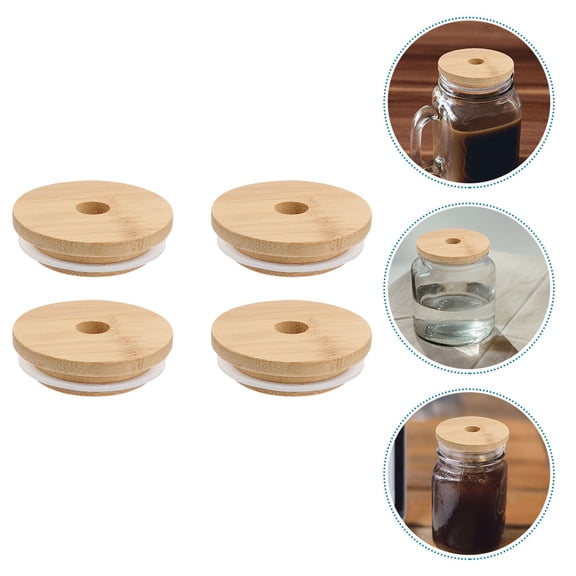 HONMEET Bamboo Lid Covers Beige Airtight for Bottle Use Eco-Friendly