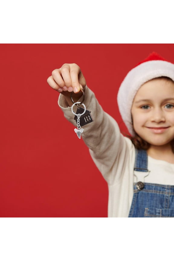 Stylish Shark Tooth Keychain Handpolished Alloy for Decor 4Pcs