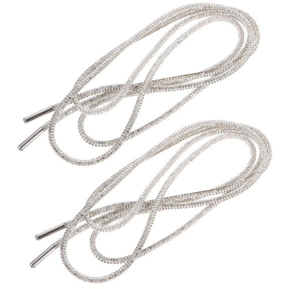 TABLZONE 4Pcs Rhinestone Rope Shoe Laces White Round Shoelaces for Sneakers and Boots