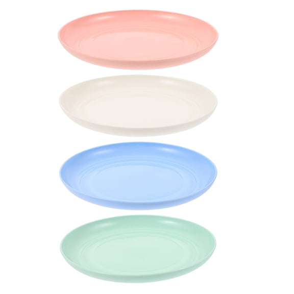 HONMEET 4pcs Cat Food Bowl Cat Food Plates Plastic Cyan Shallow Design Daily Feeding