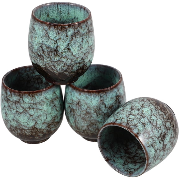 HONMEET 4Pcs Ceramics Tea Cup Ceramic Teaware Round Assorted Color for Coffee Enthusiasts Office Use